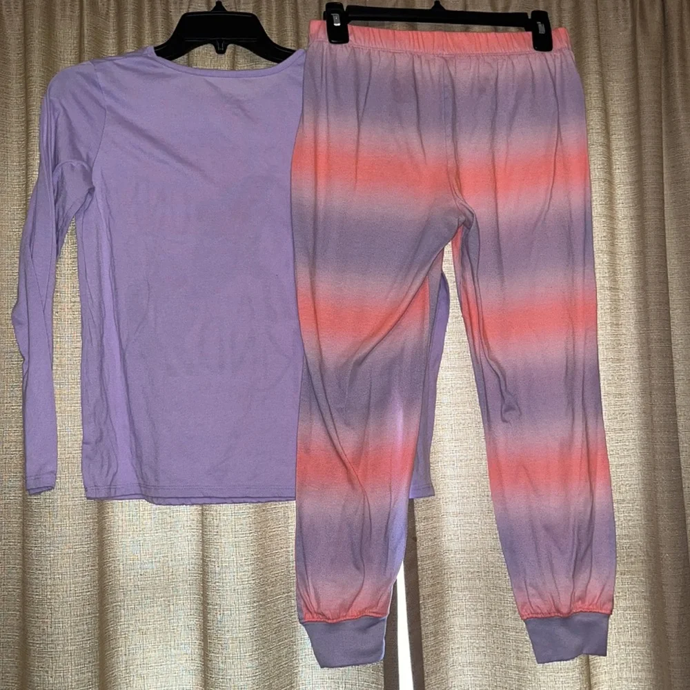 2 Piece Long Sleeve Pajama and Pant Set Unicorn/Tie Dye Purple/Orange Girls XL